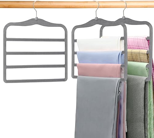 Organizadores y almacenamiento de armario, perchas mágicas para pantalones que ahorran espacio, perchas para faldas de 4 niveles, perchas para jeans