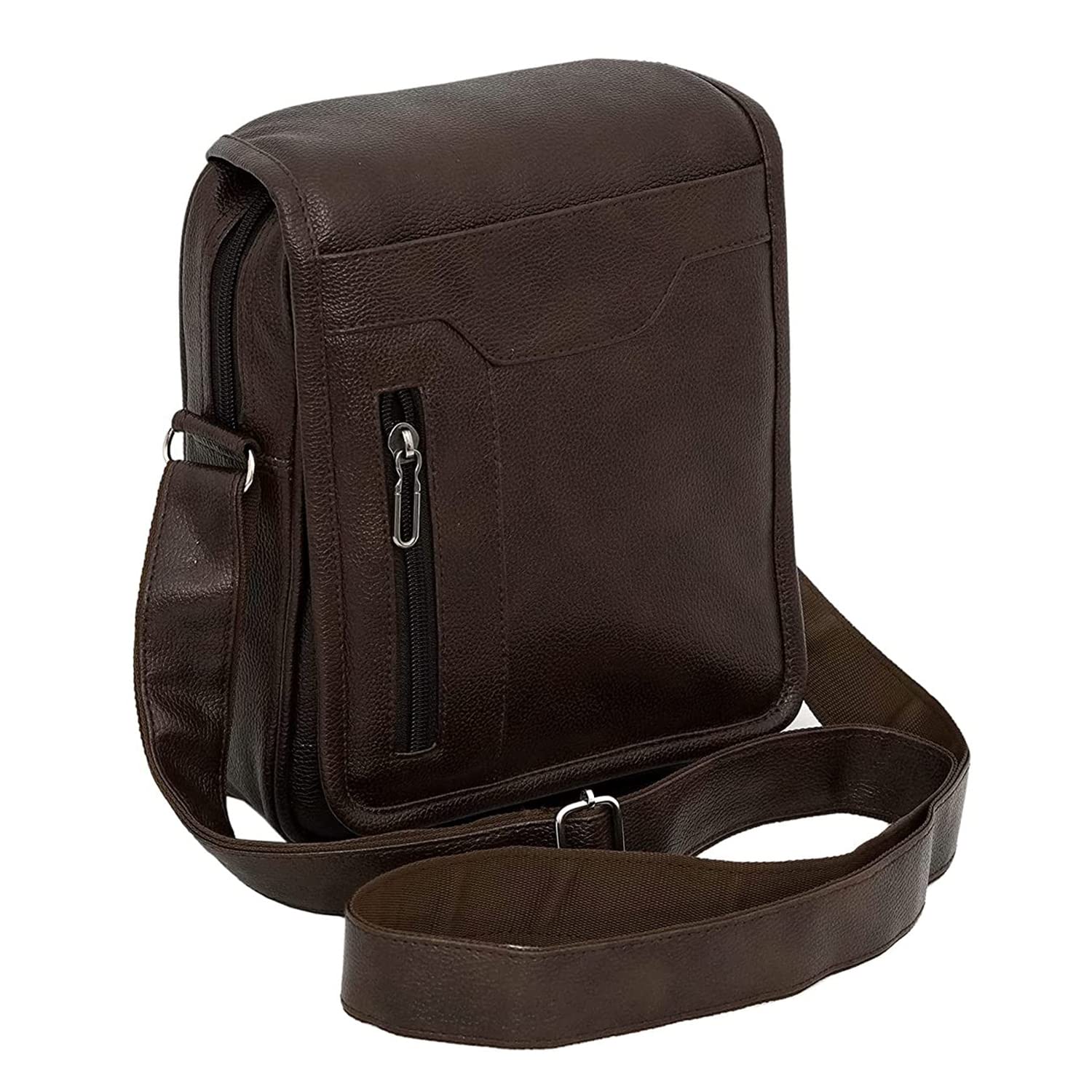 Storite PU Leather Stylish Sling Messenger Bag For Men | Multipurpose Crossbody Bag With Adjustable Strap For Travel And Office Use - DarkBrown (25.5 x 7 x 20 Cm)