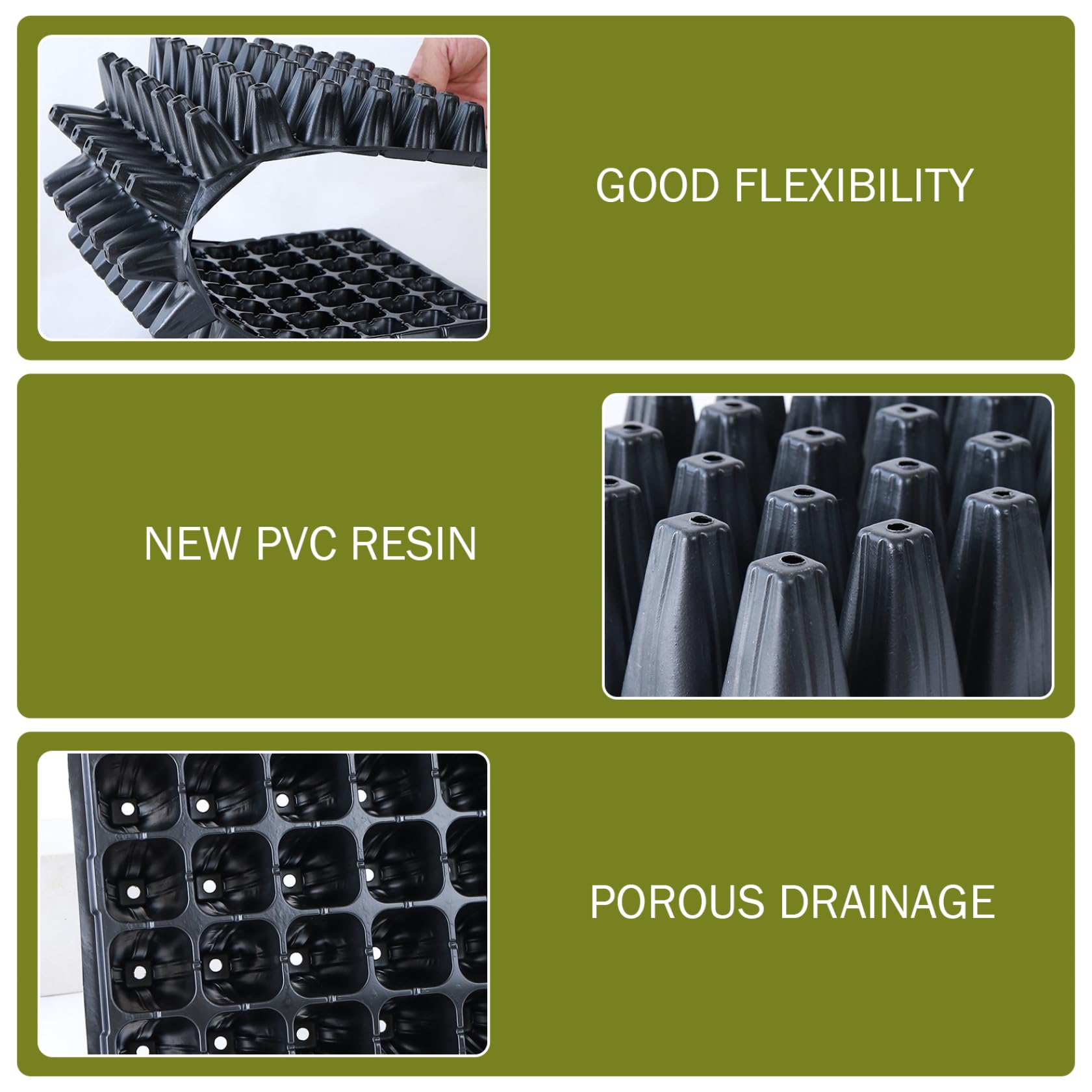 Plateaux de semences, Plateau de démarrage semences 20 pièces, Plateaux démarrage Extra Profonds à 50 cellules, récipient Germination en Plastique Robuste pour Serre, Jardin et Agriculture u