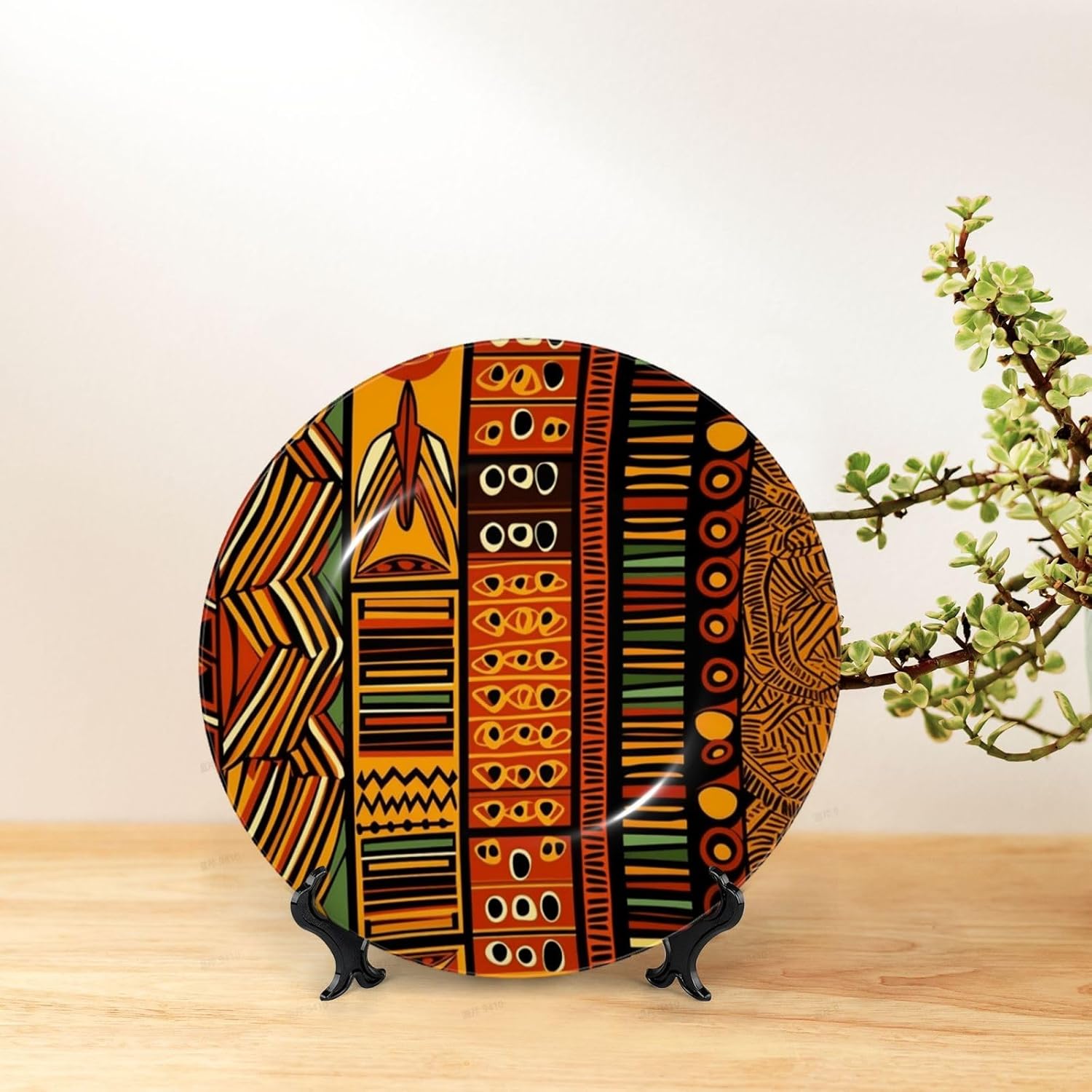 Decorative Plate Art Crafts Bone China Decorative Plate with Display Rack Souvenir Wall Decor Ceramic Ornaments Dinner Plates Ceramic Decoratives Plates for Home Office 10in