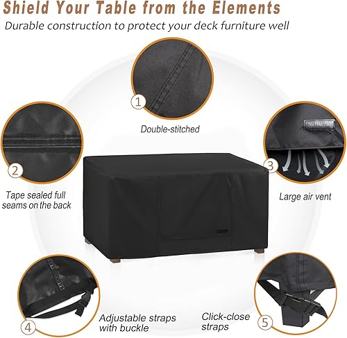 Miniatura 3 de NettyPro Funda rectangular para mesa auxiliar de patio, impermeable, para muebles de exterior, rectangular, 42 x 24 x 18 pulgadas, color negro