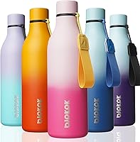 Vista 159 de BJPKPK Botellas de agua aisladas, botella de agua de metal de acero inoxidable de 18 onzas con correa, termo a prueba de fugas sin BPA, tazas