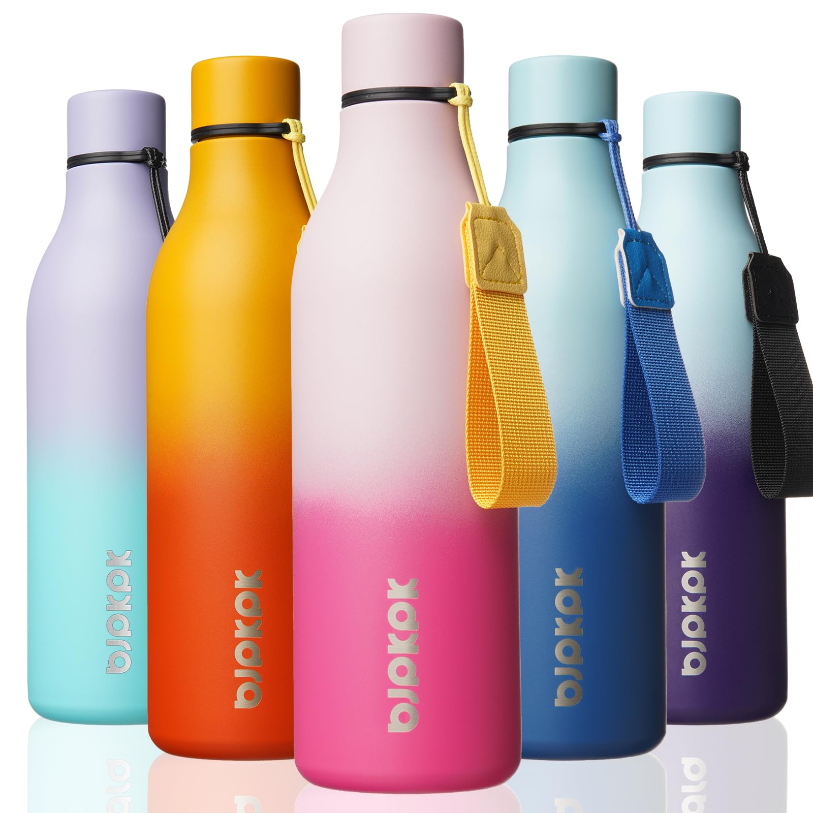 BJPKPK 25oz Insulated Water Bottle, Stainless Steel Bottle with Carry Strap | Keep Cold &amp; Hot Vacuum Insulation, Leak-Proof BPA-Free Design, Slim Bottle Fits Most Cup Holders for Gym, Office &amp; Travel