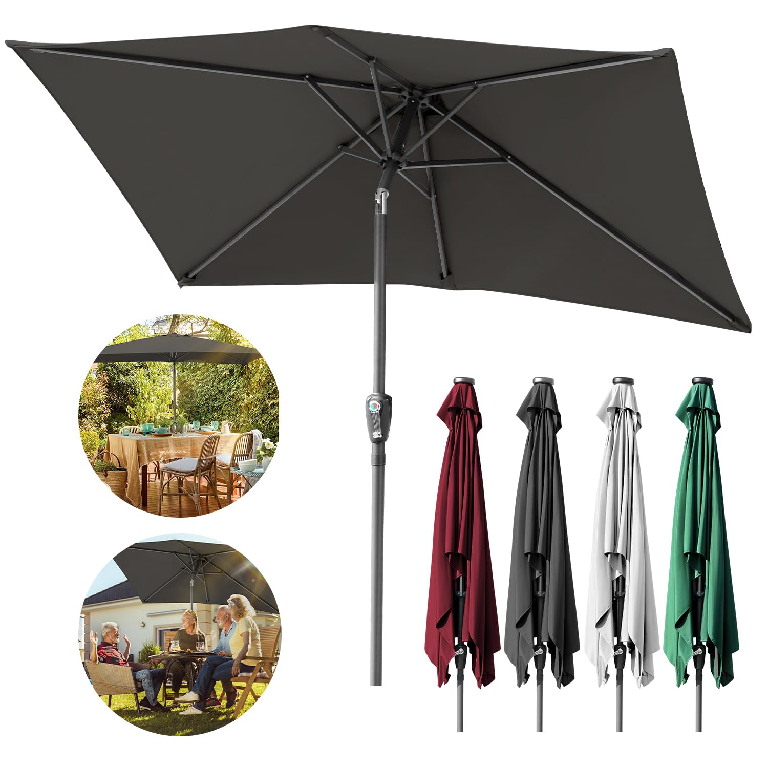 Parasol przeciwsłoneczny, prostokątny, 210 x 140 cm/300 × 200 cm, parasol ogrodowy, na taras, do ogrodu