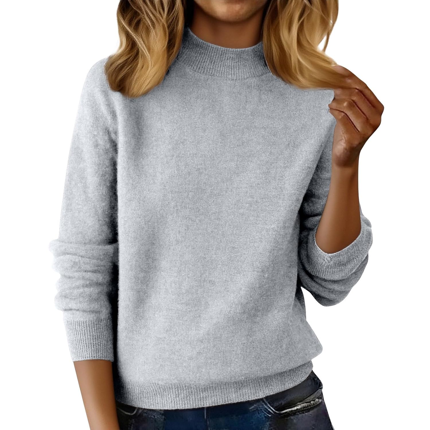 Cashmere Sweaters for Women Half Turtleneck 2026 Long Sleeve Jumper Knitted Pullover Warm Cashmere Sweater Tops