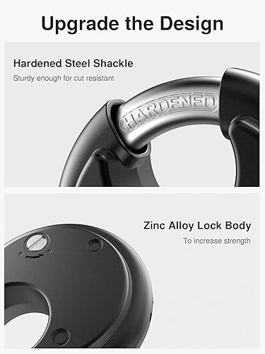 Miniatura 5 de Puroma Cerradura de combinación, candado de disco de 4 dígitos con grillete de acero endurecido, cerradura combinada resistente sin llave para valla