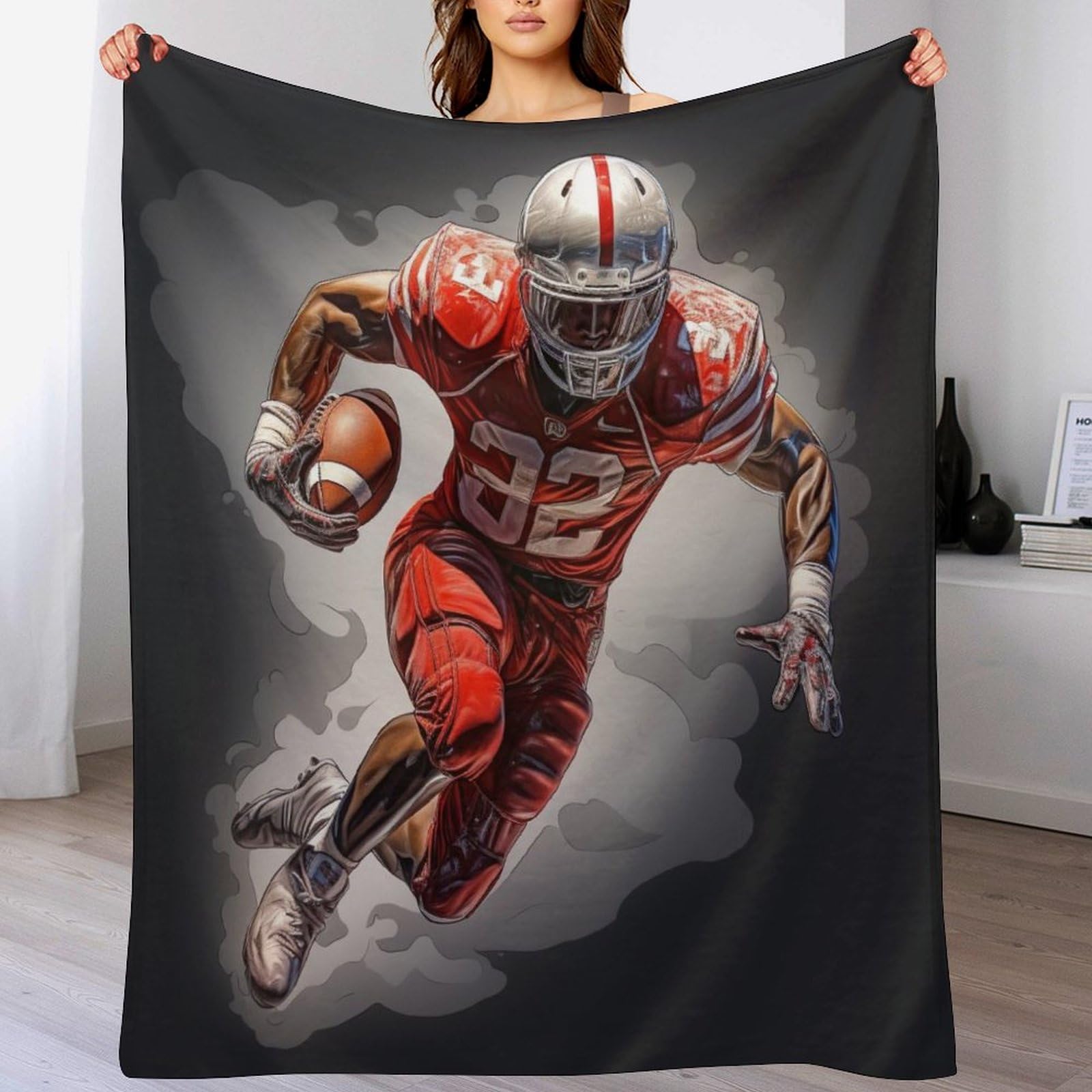 PAZZK Rugby Sports Super Soft Throw Blanket Throw for Sofa Couch Bed Fluffy Flannel Fleece Blanket Machine Washable Nap Blanket Bed Spread（140×180cm）