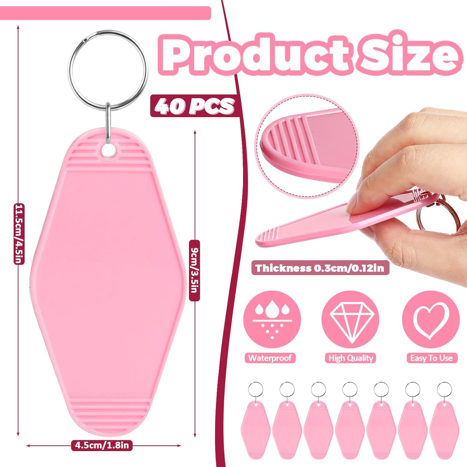 LOTMER 20/30/40/80 PCS Hotel Keychain Blank with Key Rings, 60 Colors Motel Key Chains for DIY Keychains - Image 2