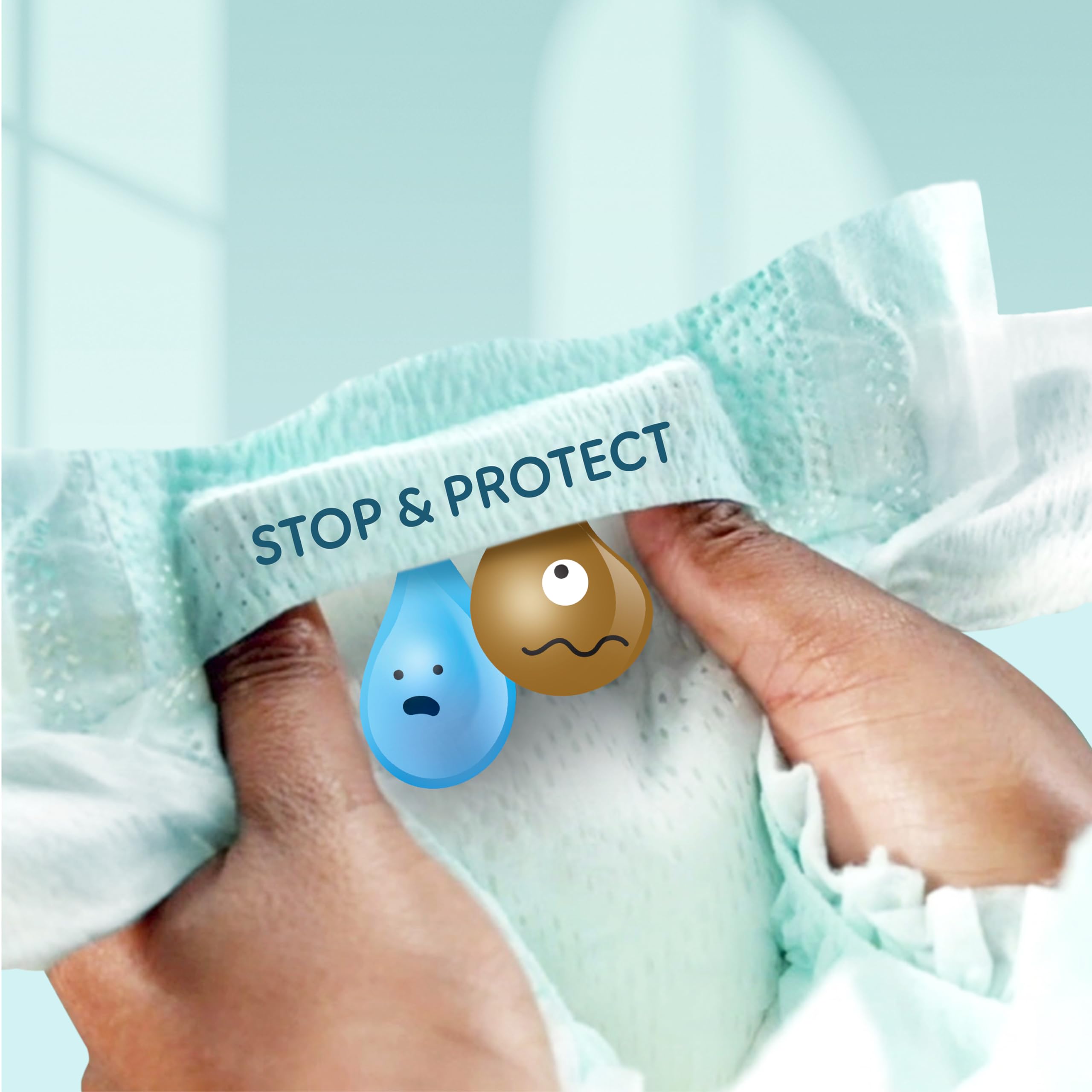 Pampers Premium Protection Taille 1, x112 Couches, 2kg-5kg, Double Protection pour la peau et contre les fuites + 10 Lingettes Harmonie Aqua Gratuites