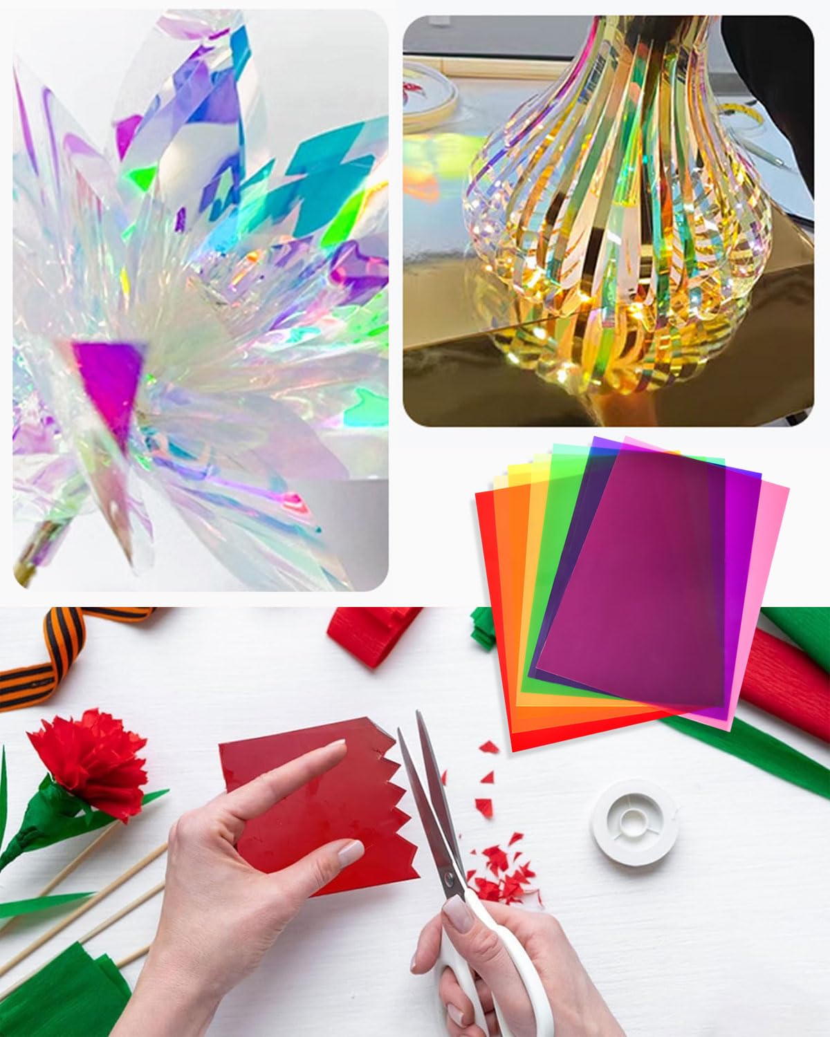 Lot MYGLOAR 10 Gels Colorés A4 – Filtres PVC Transparents Résistants à La Chaleur – Pour LED, Flash, Studio, Bricolage, Photo, Théâtre – Noir, Rose, Jaune, Vert Fluo, Violet, Rouge, Bleu, Orange, Vert, Transparent