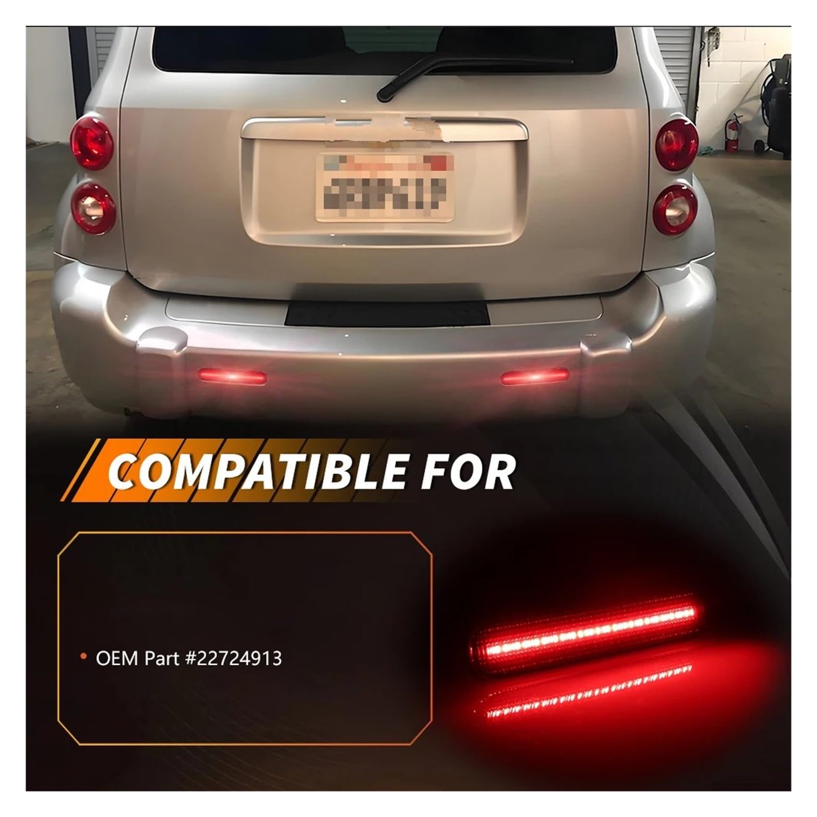 Lámpara Reflector Parachoques Trasero Para Chevrolet Para HHR 2006 2007 2008 2009 2010 2011 Luz De Freno Para Parachoques Trasero Luces Reflectoras Con LED Rojo(Smoked Lens Red LED)