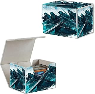 Trading Card Deck Box 100+ Sleeved, Leather Magnetic Closure Commander Holds Magnetic Small Deck Storage Case Fits for MTG CCG LCG TCG Collectible Game Baseball Sport Cards, Snow Warrior