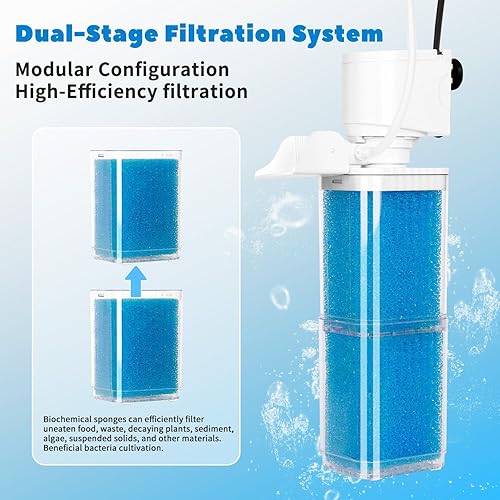 Miniatura 4 de Filtros de tanque de peces para tanques de 20 a 100 galones, filtro sumergible para acuario con filtración, oxigenación, agitador, circulación 4 en