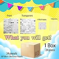 Vista 5 de Silver Shimmer Wall Backdrop for -24 Pcs Square Sequin Wall Panels Shimmer Backdrop,Wall Decor for Valentine's Day Decorations Birthday Wedding &