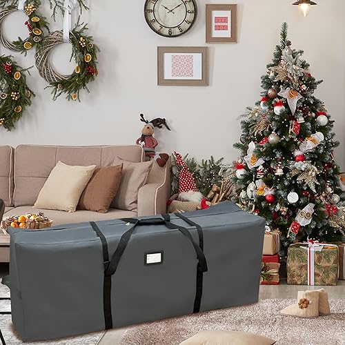 Vista 10 de AerWo Bolsa de almacenamiento para árbol de Navidad de 7.5 pulgadas, caja de almacenamiento extra grande para árboles artificiales de hasta 7.5 Verde