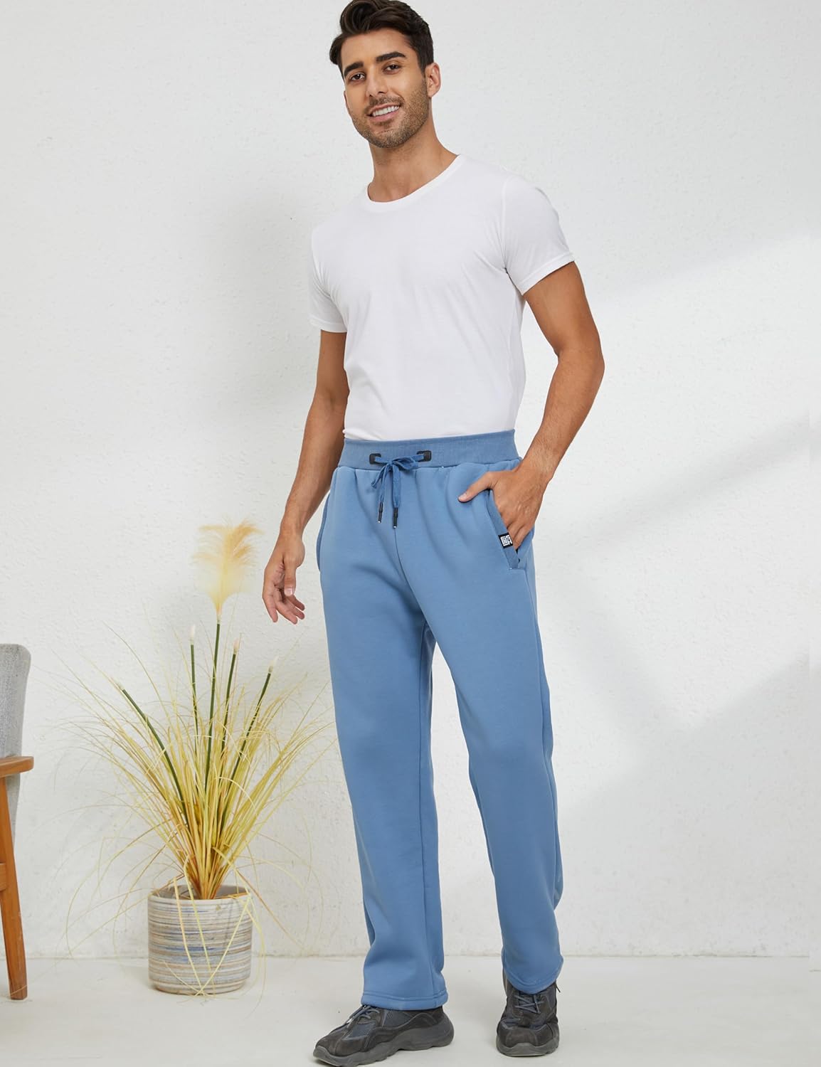 Gihuo Men's Sherpa Lined Athletic Sweatpants Winter Warm Track Pants - Image 6