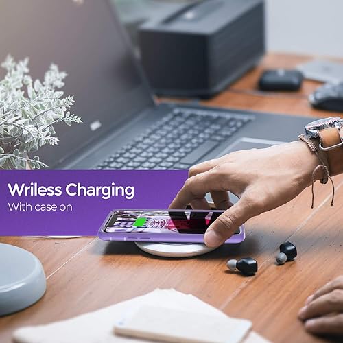 Vista 6 de ORIbox - Funda compatible con iPhone XR, acabado suave al tacto de silicona líquida exterior púrpura