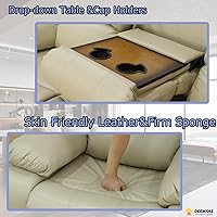 Vista 3 de Juego de 2 sofás reclinables manuales de cuero sintético, juego de sofá reclinable para sala, muebles modernos para sala con portavasos/consola