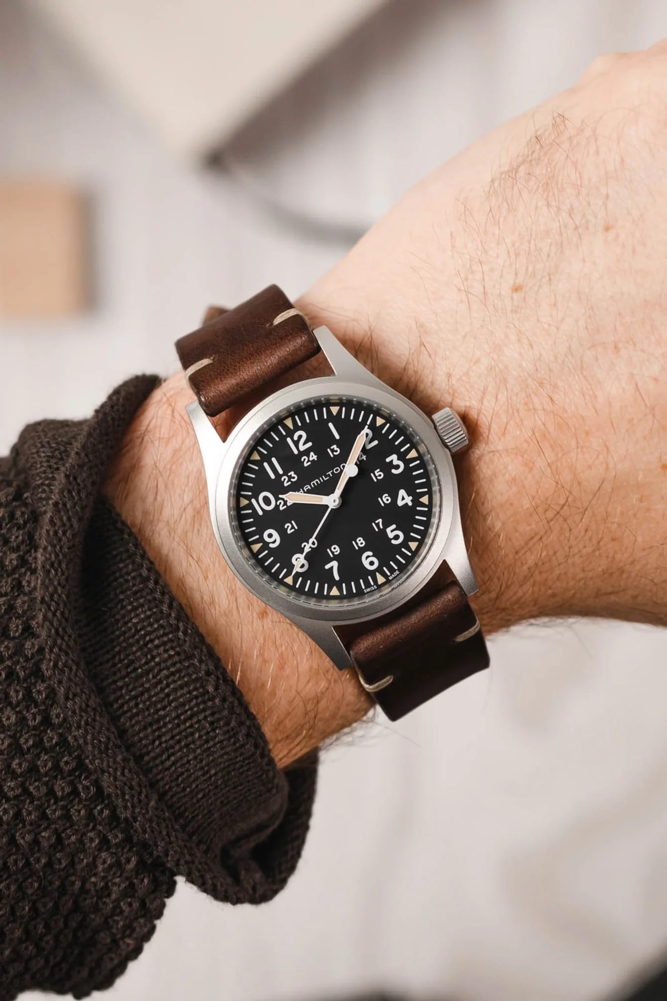 Sulla Tiber bracelet de montre vintage en cuir bovin avec boucle ardillon | Fabriqué en Allemagne, cuir bovin brossé, couture contrastante et style vintage