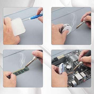 Soldering Mat Large Grey Silicone Electronics Repair Work Mat Heat Resistant 932℉ Solder Mat for Soldering Station Laptop Watch Cellphone Computer,Size 20 * 13.5 in