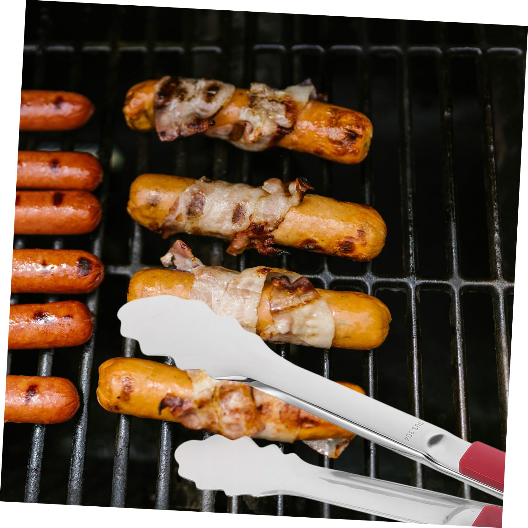 TOYANDONA 4 Pinzas Para Pescado A La Parrilla Ensalada Carne Parrilla Al Aire Libre Pinzas Para Servir Alimentos Largas Para Servir De Acero Inoxidable Para