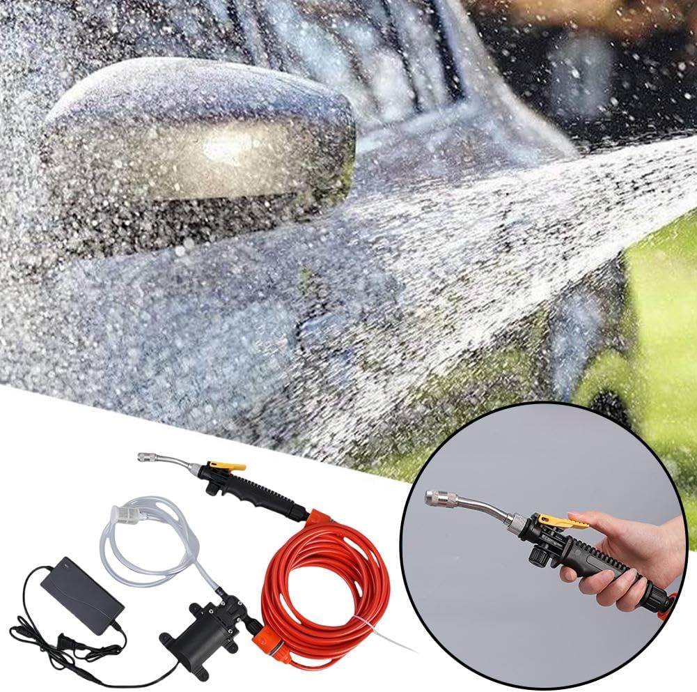 Portable Intelligent Electric Pressure Washer Pump, AC 100-240V Portable Pressure Powerful Car Washing Kit, Air Conditioner Cleaning Machine with PVC Hose for Home, Car, Garden