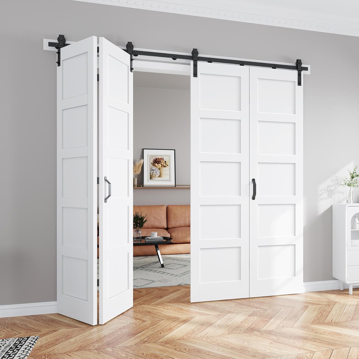 Fredbeck Bifold Barn Doors 48x96 (Double 24x96) with Hardware Kit Included