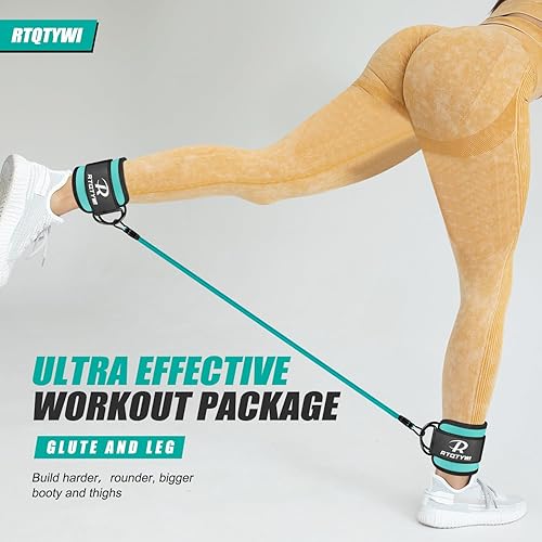 Miniatura 9 de Juego de bandas de resistencia de tobillo, banda de tubo de tobillo con ajustable, bandas de resistencia de 3 libras diferentes, entrenamiento de