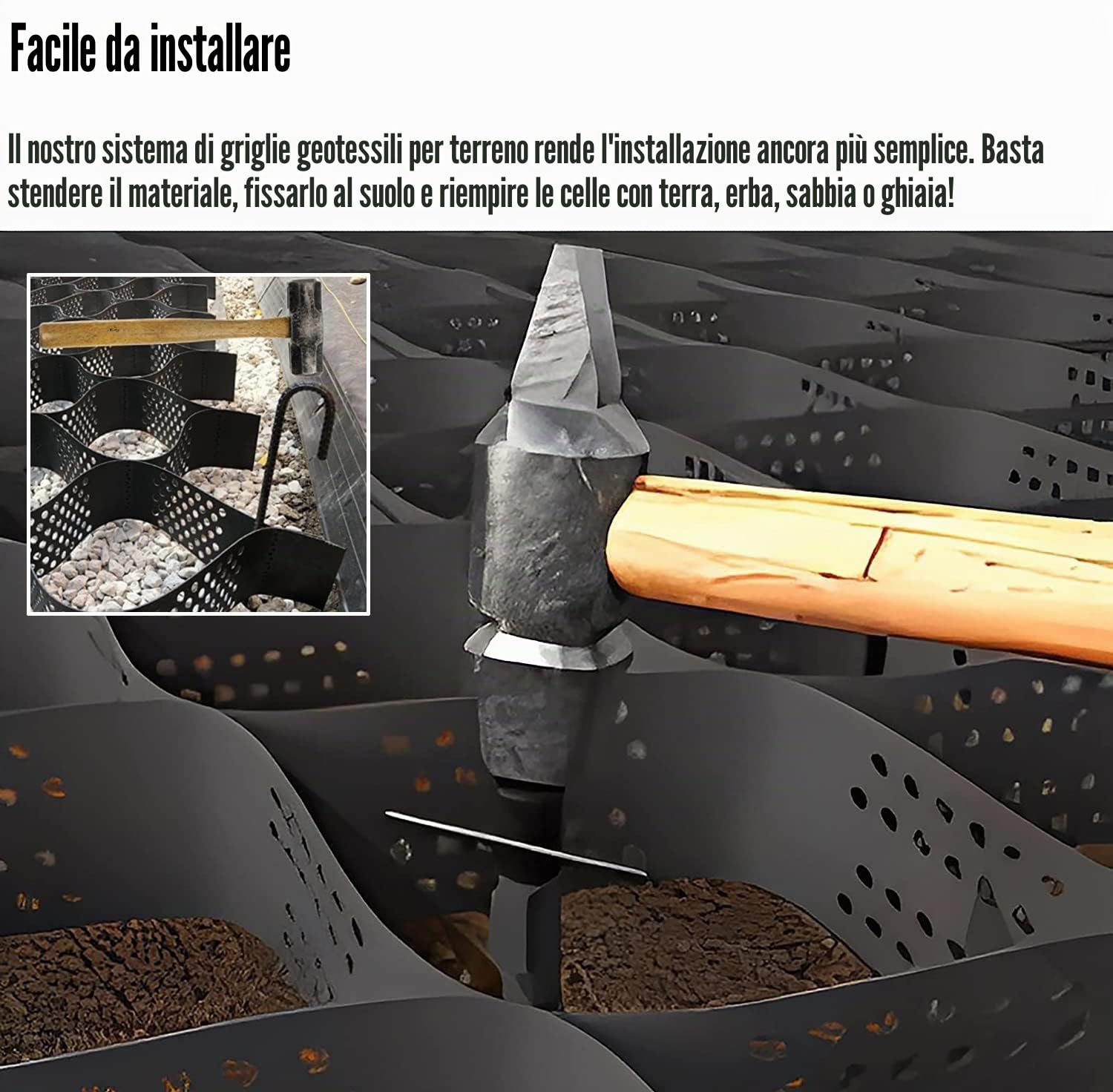 Griglia stabilizzatrice per ghiaia per percorsi ad alta resistenza, vialetti e paesaggistica - Controllo del terreno alto 5 cm per fango, cemento e granito - Disponibile in lunghezze da 2 m a 10 m