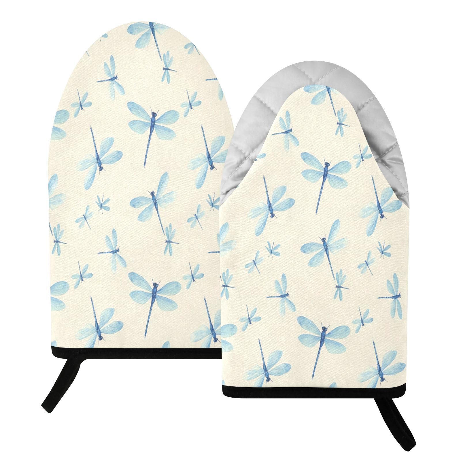 BURSTDDY Dragonflies Oven Mitt,Heat Resistant Kitchen Mitts for Cooking