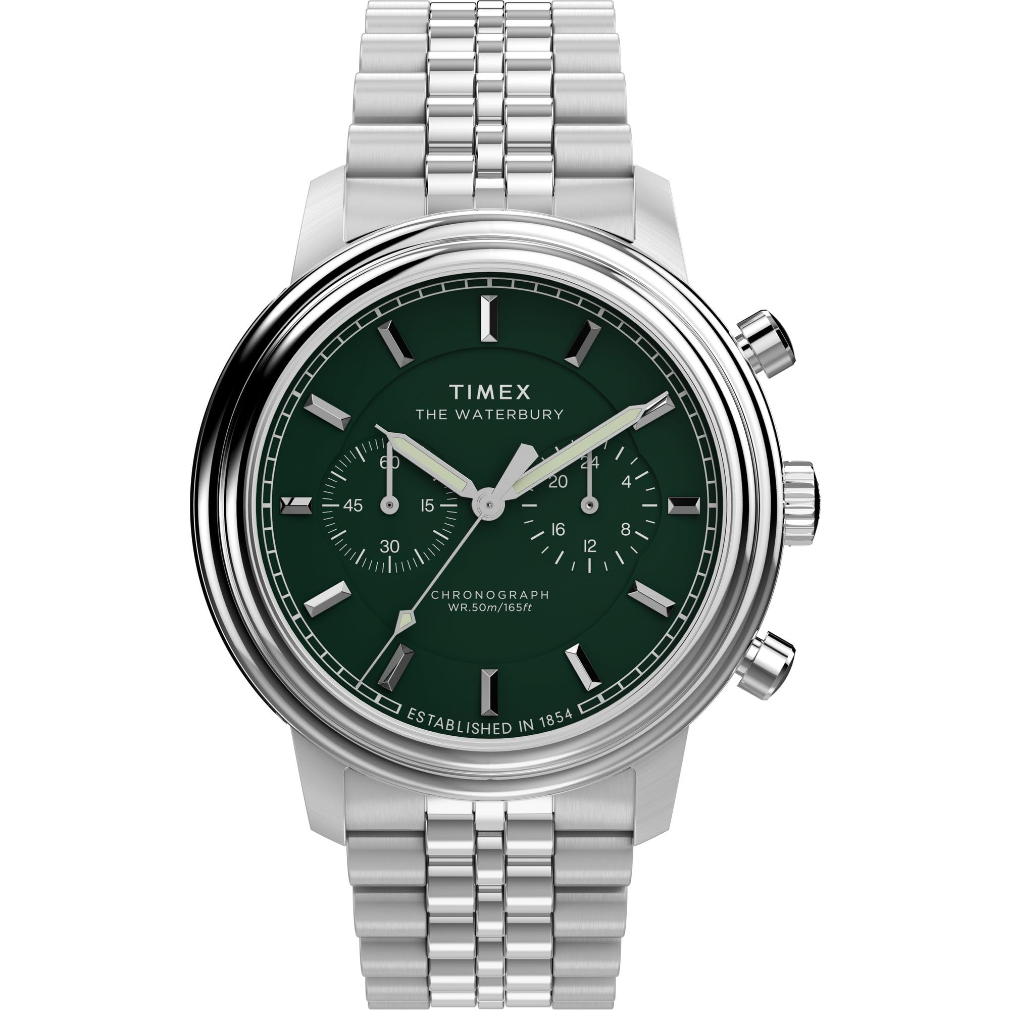 timex Waterbury Metropolitan Analog Green Round Dial & Silver Stainless Steel Bracelet Band Water Resistant Men's Wrist Watch - TW2Y23600IK-picture-56