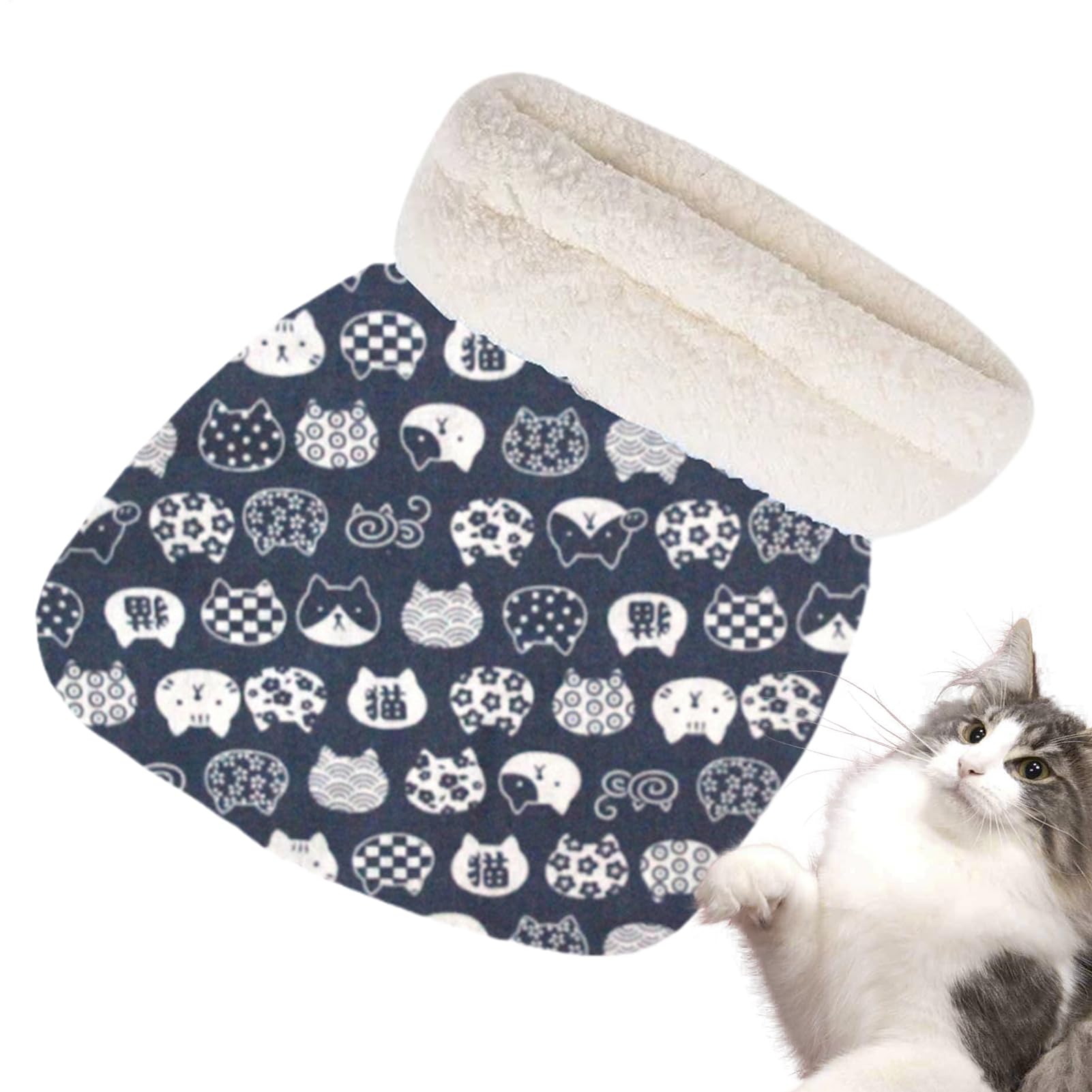 Panier caverne pour chat coupe-vent en peluche lit fermé doux et chaleureux