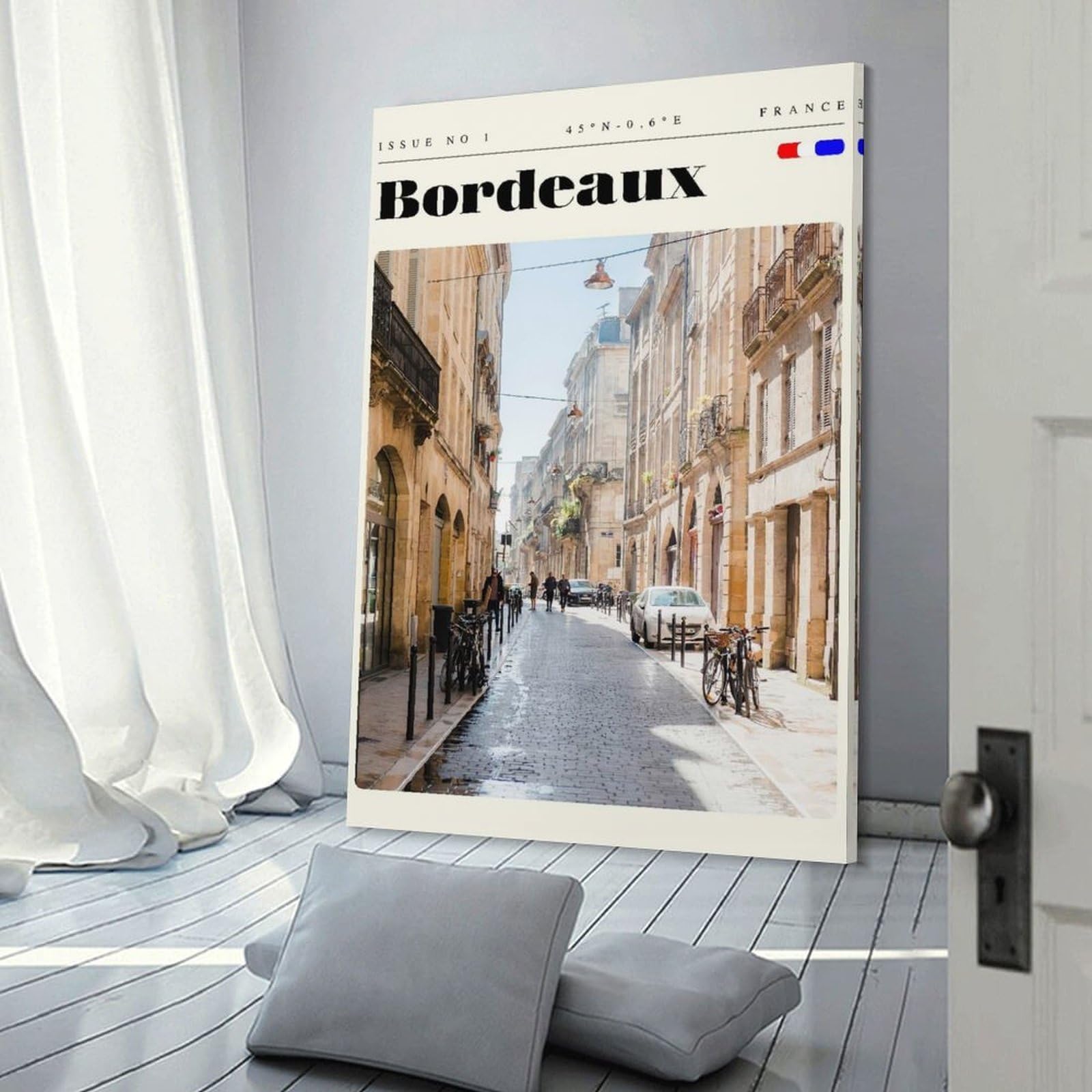 Junmoney Room Decor Wall Art Bordeaux France Travel Art, 24x36inch(60x90cm), for Living Room, Bedroom, Office Or Hallway, An Adaptable Decor Piece for Home Use
