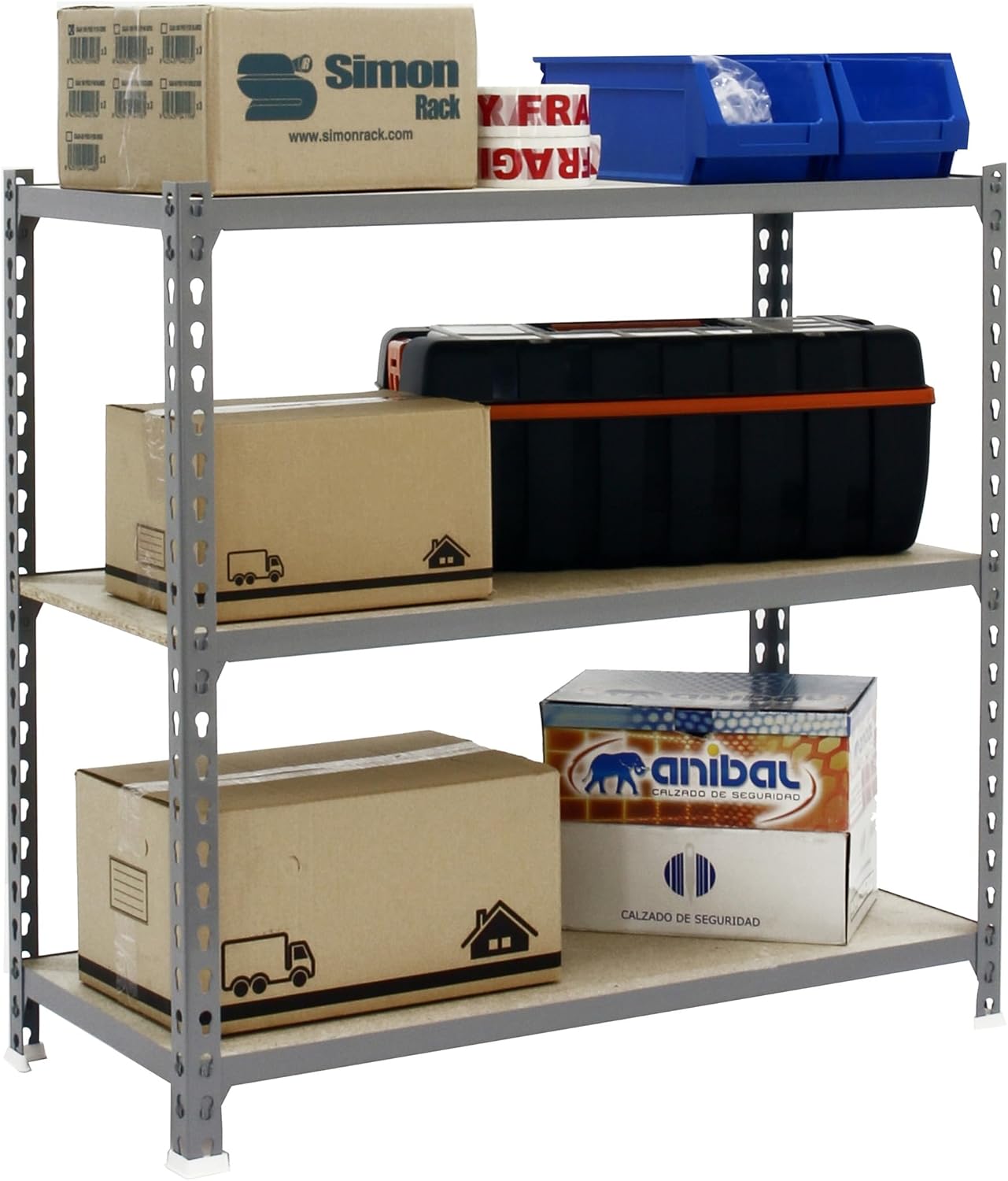 Simonrack Maderclick Plus 3/300 900 Screwless Metal Shelving Kit Grey/Wood