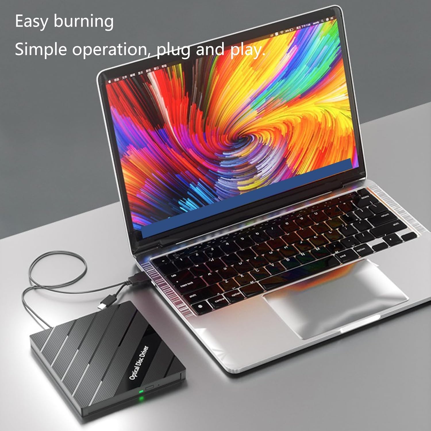 Portable External Disc Drives USB Powered Disc Writer with Highly Speed Data Transfer for Laptops and Desktops