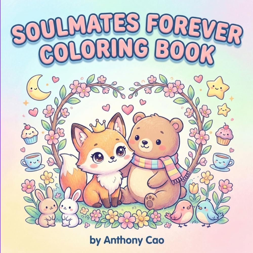 Soulmates Forever Coloring Book: Adorable Kawaii Animal Couples in Love – Cute, Relaxing Coloring Pages for Teens & Adults