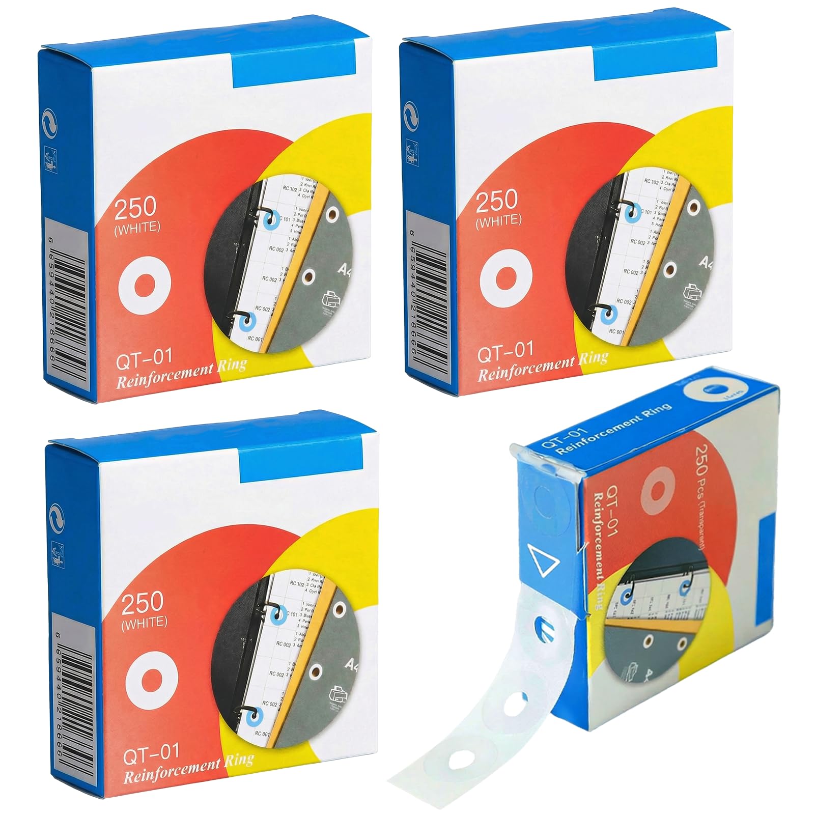 1000Pcs Hole Punch Reinforcers, Waterproof Ring Holes Page Reinforcers Stickers, Loose-Leaf Paper Hole Reinforcement, Ring Binder Hole Reinforcers for Office School Supplies Transparent