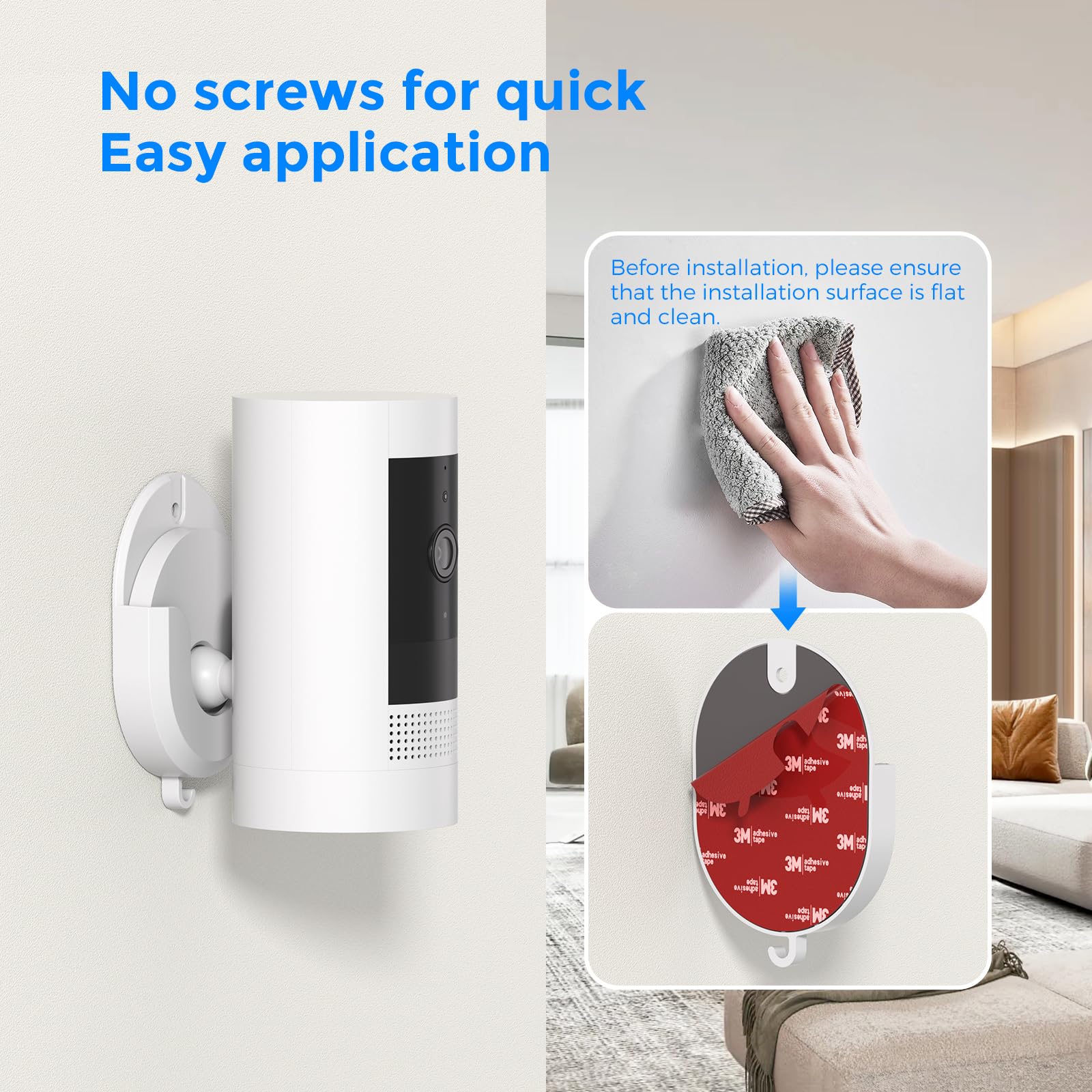 Soporte de Pared Compatible con Blink Mini 2, Soporte de Pared Adhesivo VHB para Blink Mini/Mini2/Outdoor 4/3,Ring Indoor CAM(1st/2nd Gen), no Requiere Herramientas, sin taladrar