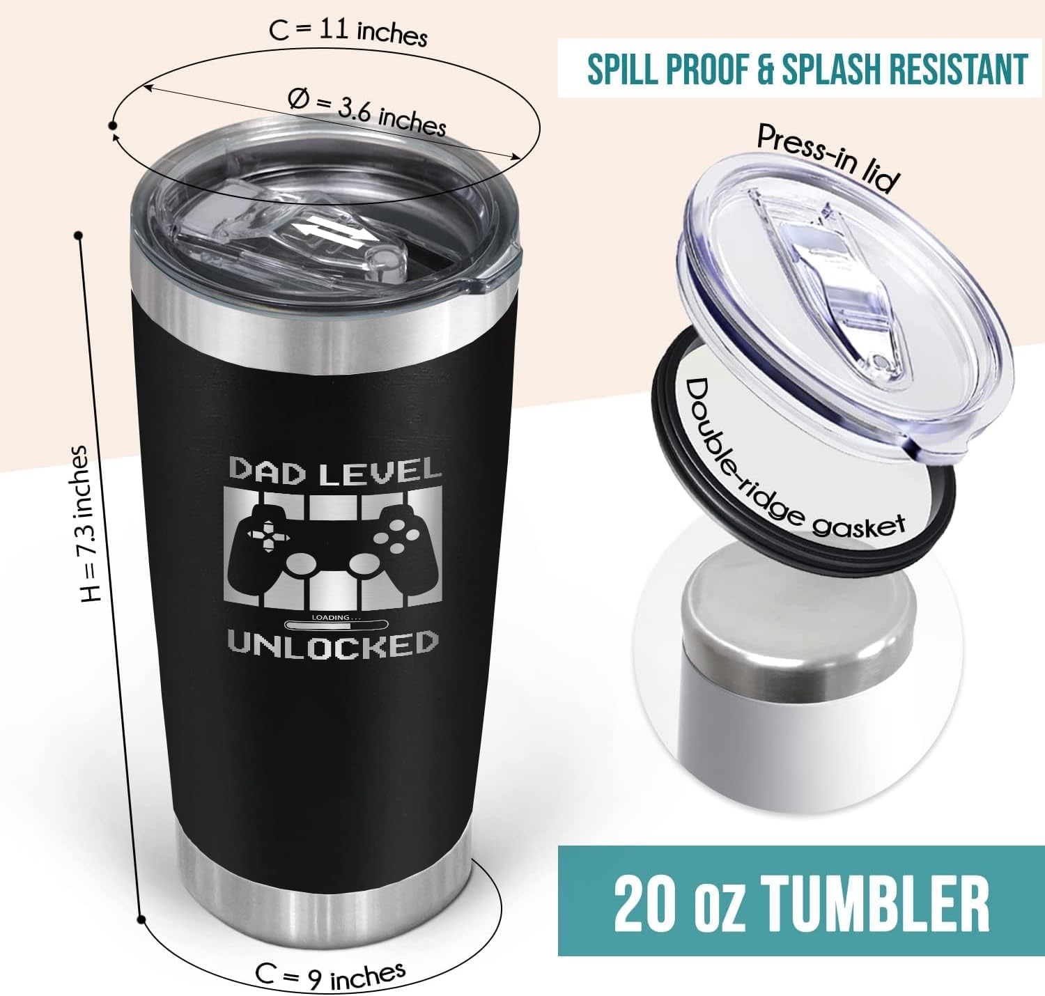 Dad Level Unlocked Tumbler 20 oz - New Dad Gifts First Time - Promoted To Daddy 2025 - funny Pregnancy Announcement for husband - dad to be gifts for 1st Time Dads Birthday Baby Shower Fathers Day - Image 2