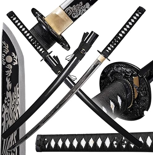 Miniatura 1 de Kamaiwo-10451060 Clay Tempering high Carbon Steel Hademade Heat Tempered Full Handmade Hand Forged Japanese Katana AuthenticSword Real WeaponsFull
