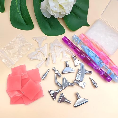 Miniatura 7 de ZYNERY Juego de 40 bolígrafos de pintura de diamante, 13 puntas de acero inoxidable para accesorios de pintura de diamantes con 12 arcilla,