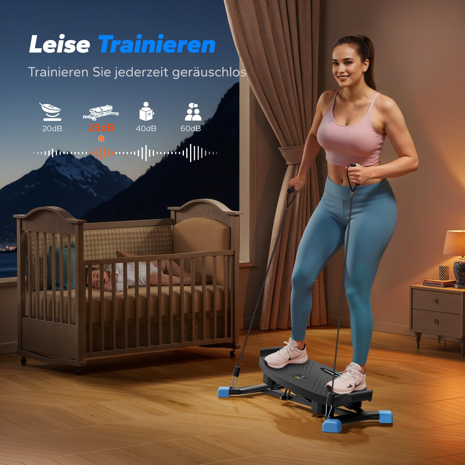 MERACH Twist Board mit Display, Seitlich Balance Board mit 2 Widerstandsbändern, bis 136KG, für seitliche Bewegung, Rehabilitation & Koordination, Home Gym, Anfänger