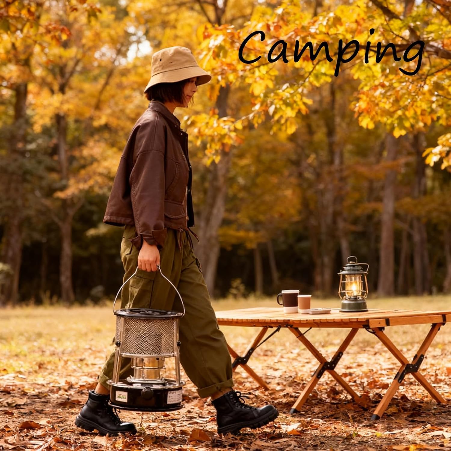 Portable Kerosene Heater and Stove, 2 in 1 Non-Electric Indoor Outdoor Heater for Camping, Home, Garage, Ice Fishing, 36.5cm Height with Carrying Bag and Accessories (Green)