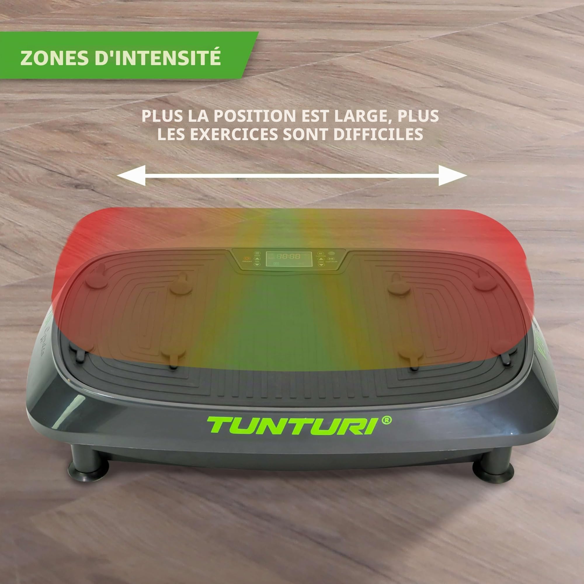Tunturi Plateforme Vibrante Cardio Fit V20 - Plaque de Fitness et Cardio-Training Oscillante pour Perte de Poids