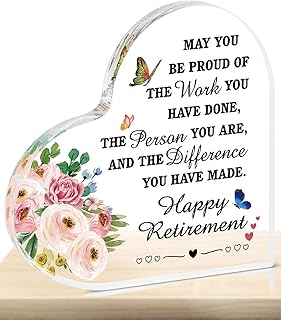 Retirement Gifts for Women, Leaving Gifts Retirement Gifts Ideas Acrylic Heart Keepsake Plaque,Personalised Gifts for Women Happy Retirement Gifts for Retired Friend,Teacher,Colleague Nurse,Coworkers
