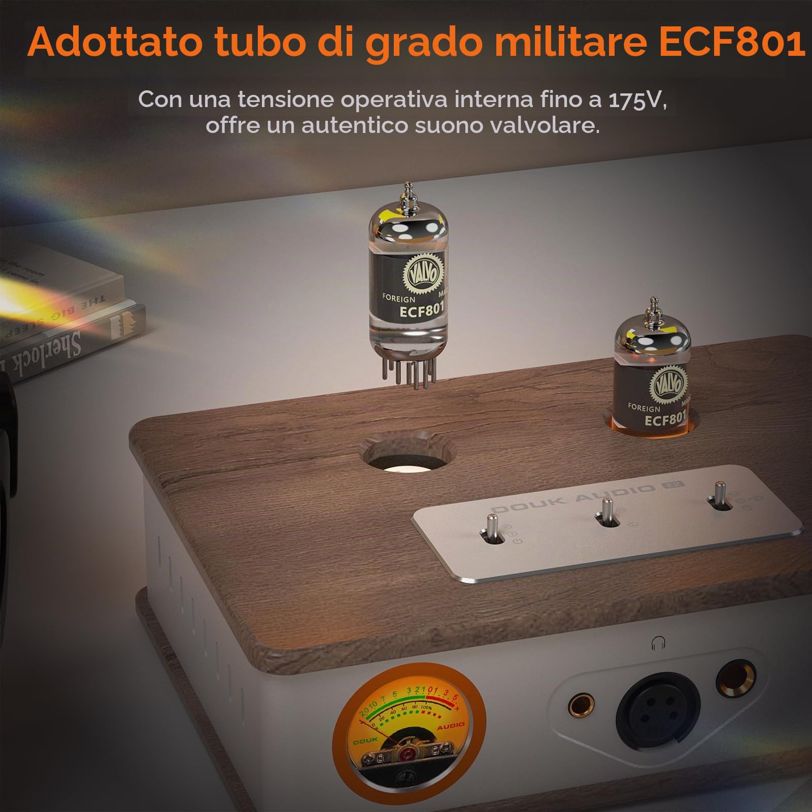 Douk E2 - Amplificatore per cuffie con XLR/4,4 mm/6,35 mm/RCA uscite, preamplificatore stereo HiFi con misuratore VU per cuffie, amplificatore domestico, altoparlante attivo