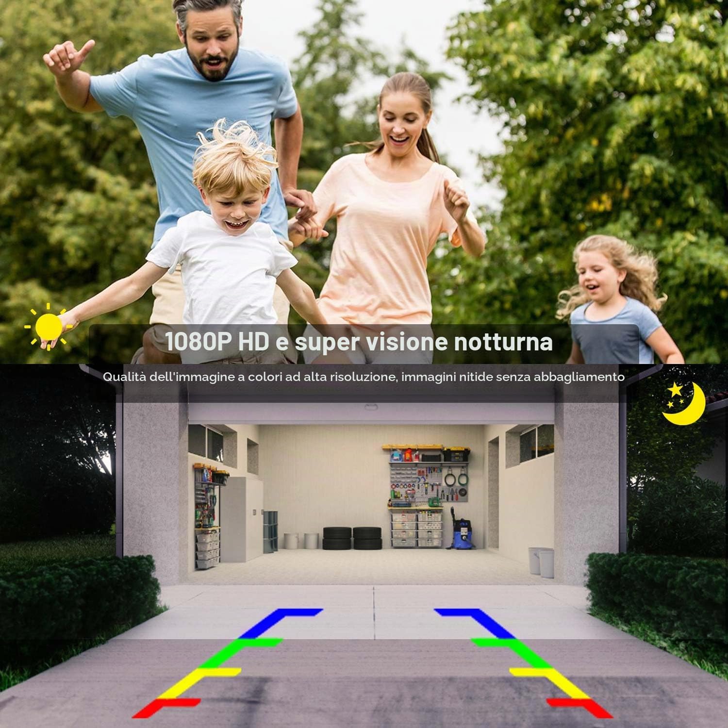 Telecamera di retromarcia WiFi, 5G 1080P HD, telecamera di retromarcia per iPhone, iPad, smartphone Android, tablet con ampio angolo di visione di 170 gradi