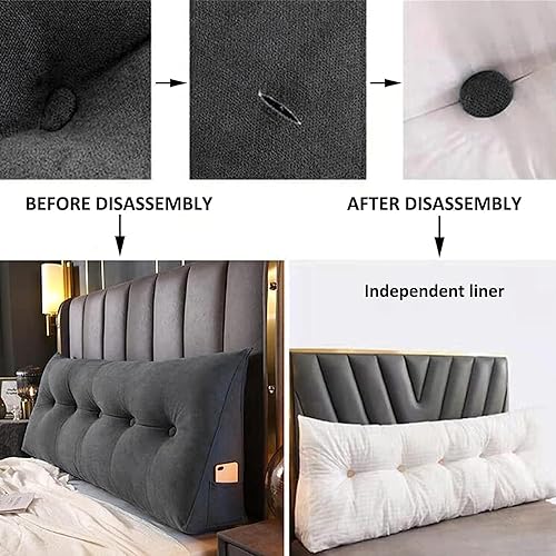 Miniatura 4 de Almohada de cuña de lectura triangular Queen, cojín de respaldo para cabecero reclinable, almohada de lectura, cojín triangular para posicionamiento