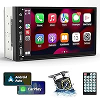 Vista 7 de Leadfan Estéreo de auto doble DIN con cámara de salpicadero, compatible con Apple Carplay y Android Auto, pantalla táctil Full HD de 7 pulgadas