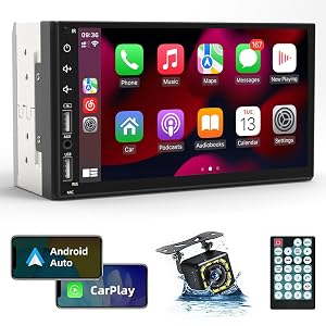 Leadfan Double Din Car Stereo Radio Support Apple Carplay Android Auto 7inch HD Touchscreen Double Din Radio with